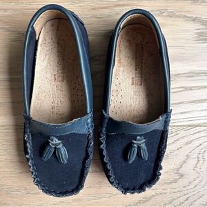 Bobble Kids Suede Tassel Moccasin Loafers Navy Blue 26